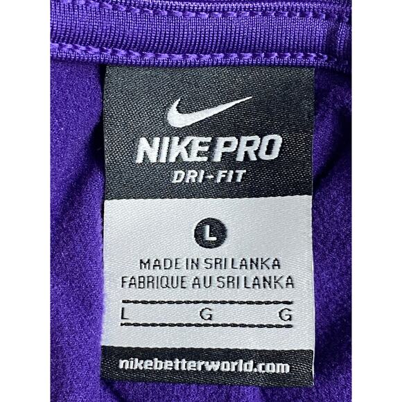 Nike Pro Dri-Fit Women's Purple Striped 1/4 Zip Thumb Hole Pullover Size Large - Picture 3 of 10